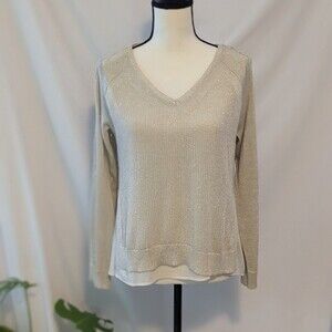 EUC - Lucky Brand Off White Metallic Knit Top - S